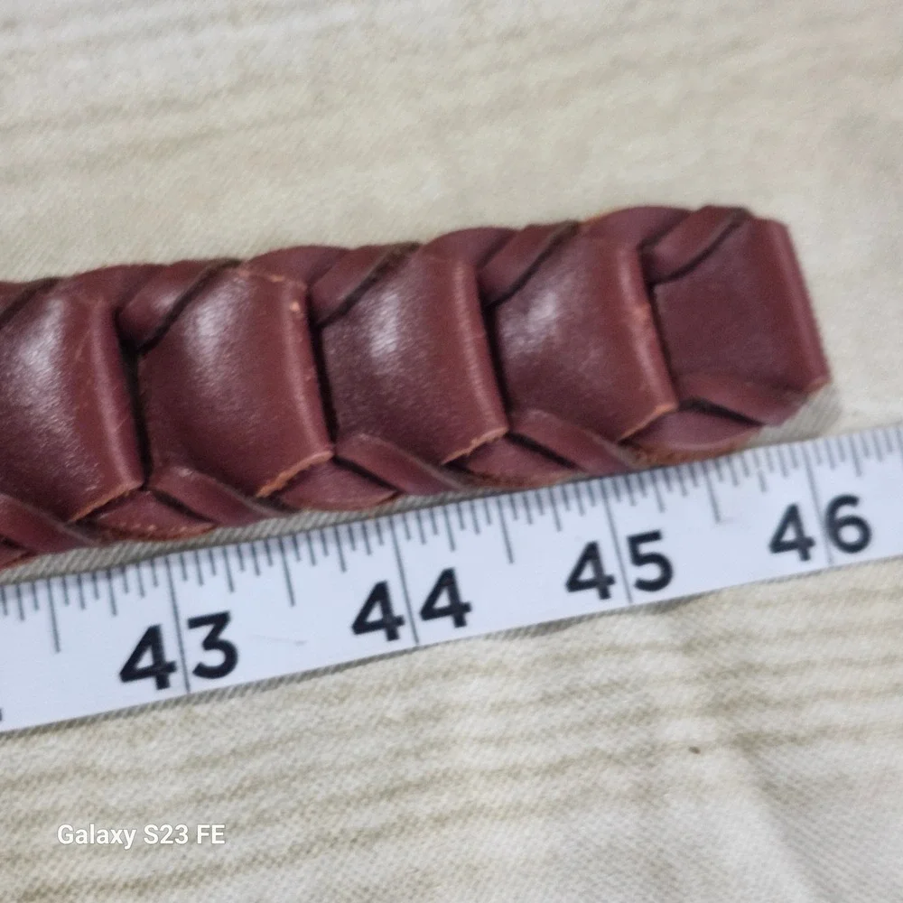 Unbranded Braided Leather Belt Mens 40 Brown Woven Distressed Buckle‎ 21180